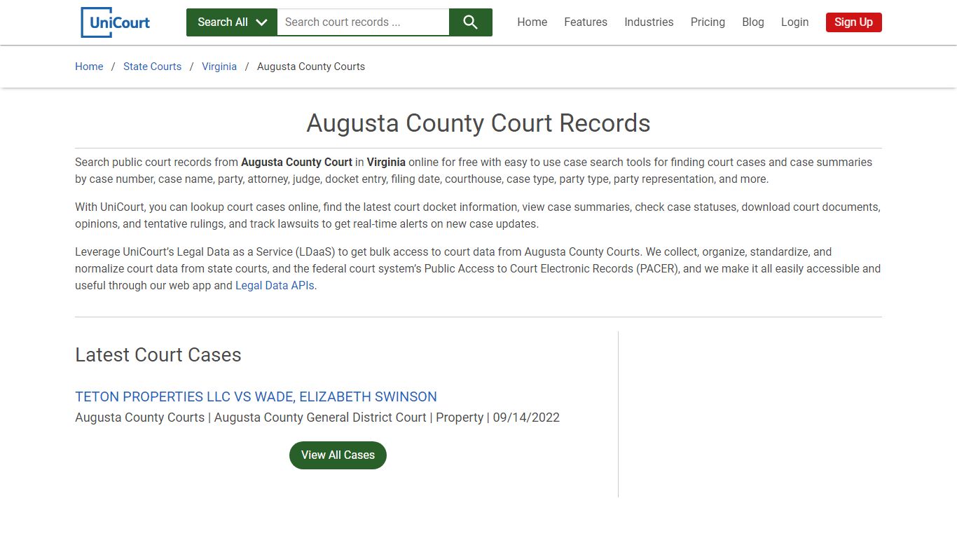 Augusta County Court Records | Virginia | UniCourt